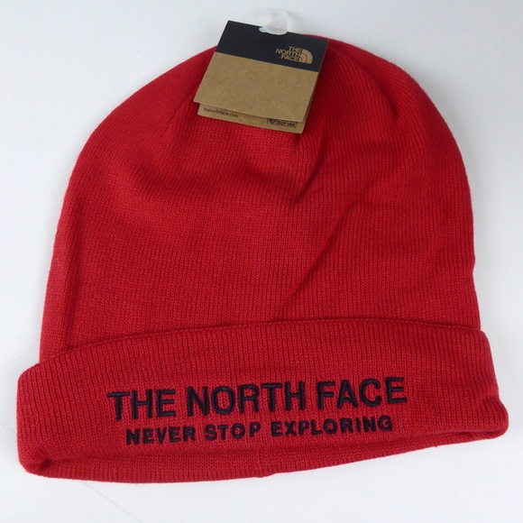 North Face Hat Wide Cuff TNF Embroidered Cap NWT - Picture 2 of 5